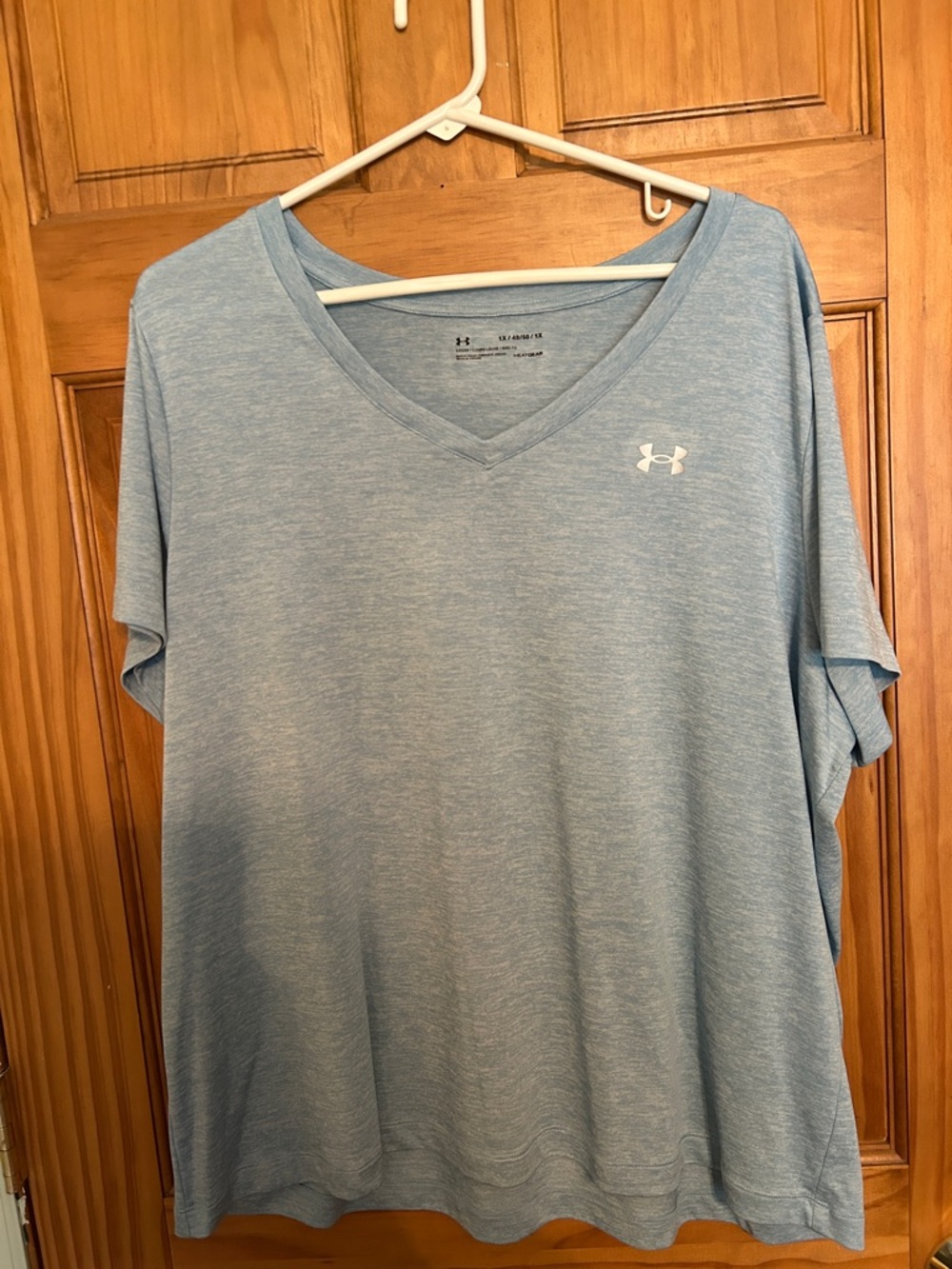 Under Armour Light Blue Heather V‑Neck Performance Tee
